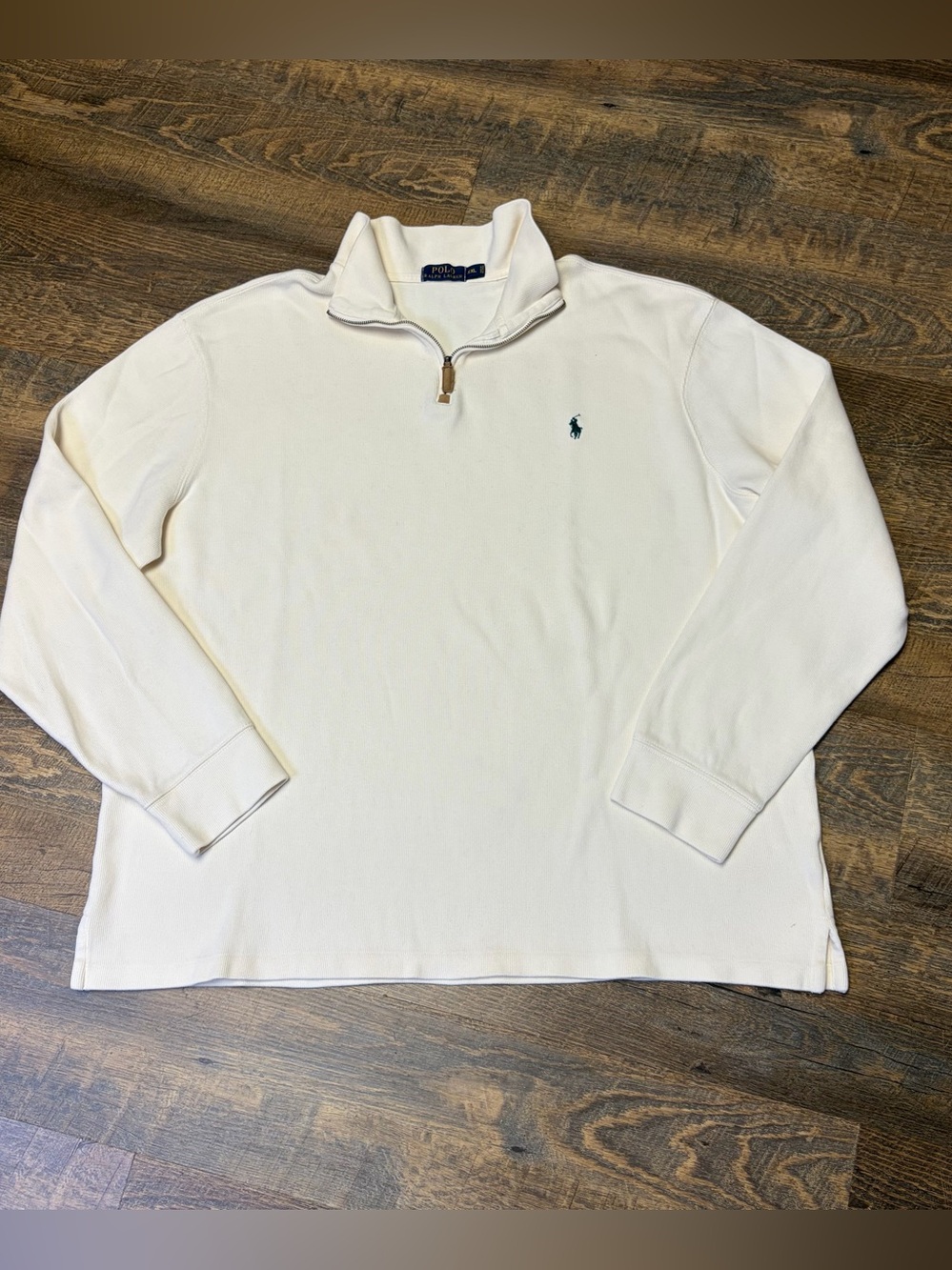 Polo Ralph Lauren 1/4 Zip Pullover Sweater Men’s XXL Ivory Shirt 100% Cotton
